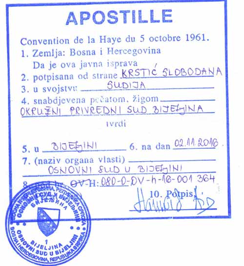Apostille en Bosnie-Herzégovine