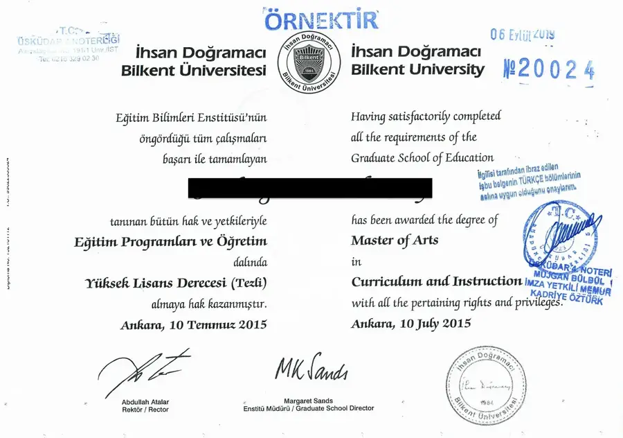 Diplôme de Turquie