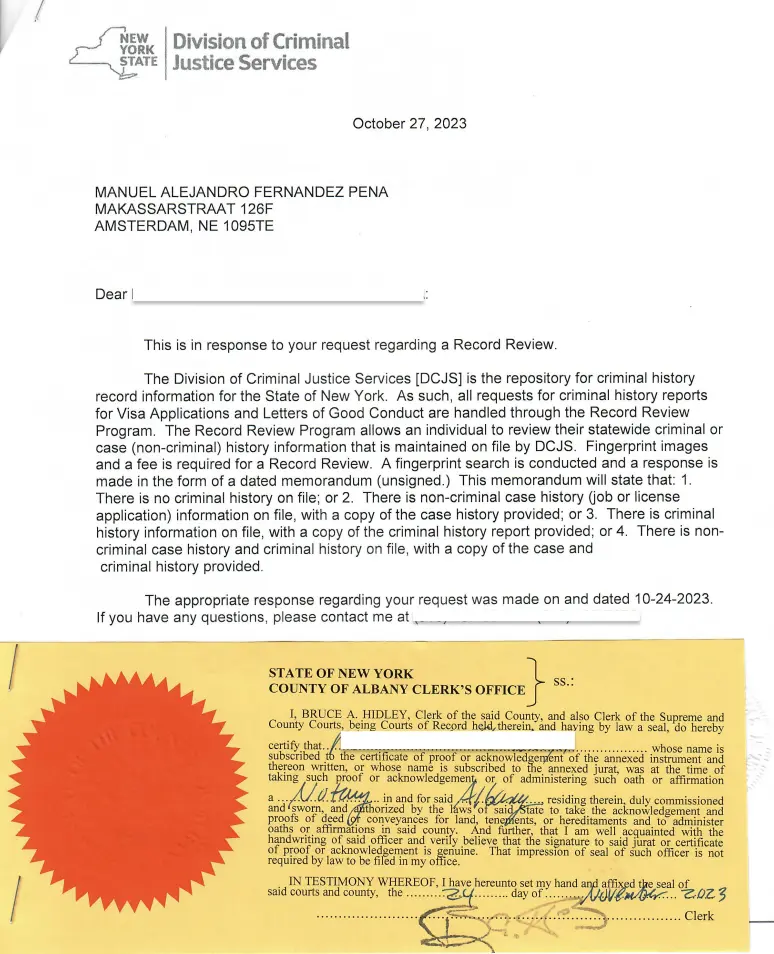 Extrait de casier judiciaire des États-Unis d'Amérique