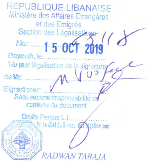 Légalisation consulaire au Liban
